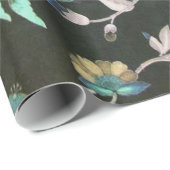 Klassieke blauwgroen roze groene bohemenbloem cadeaupapier (Rol Hoek)