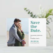 Klassieke Blauwgroen typografie Save The Date (Staand voorkant)