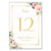 Klassieke bleodroze Floral Gold Lijst Weddenschap Kaart (Achterkant)