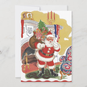 Klassieke blije kerstman, Retro kerstfeestje Kaart