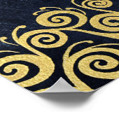 Klassieke Bloei Navyblauw En Gouden Winterhuwelijk Poster (Hoek)