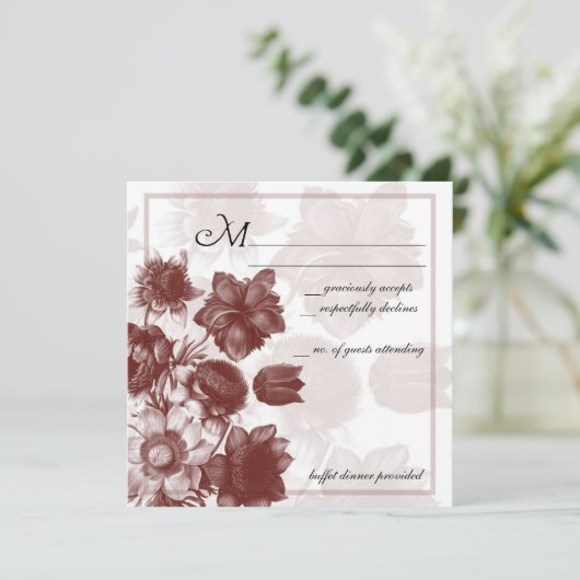 Klassieke Bloem Bruiloft RSVP Kaarten (Staand voorkant)