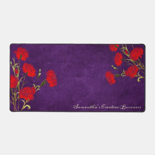 Klassieke Bloem Kunst Rode Anjer Voeg Naam Toe Paa Bureaumat (Voorkant)