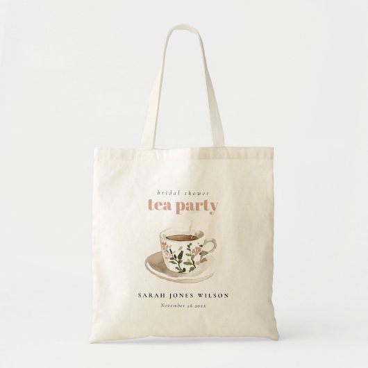 Klassieke bloem-theekop bruidsdouche theepartij  tote bag (Voorkant)