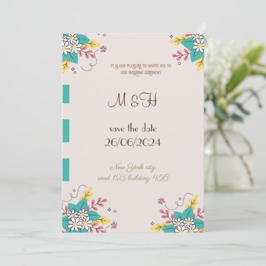 Klassieke Bloemen Chique bruiloft uitnodiging (Staand voorkant)