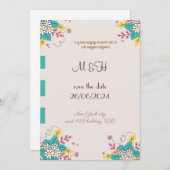 Klassieke Bloemen Chique bruiloft uitnodiging (Voorkant / Achterkant)