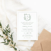 Klassieke Bloemen Crest Sage Groene Bruiloft Uitno Kaart