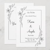Klassieke Bloemen Elegant Save The Date Wieden Kaart (Voorkant / Achterkant)