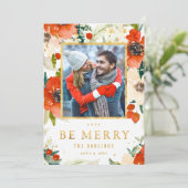 Klassieke Bloemen & Gouden Kerstkaart (Staand voorkant)