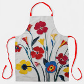 Klassieke bloemen in rood en geel schort (Voorkant)