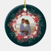 Klassieke Bloemen Kerst Botanische 2 Foto Keramisch Ornament (Achterkant)