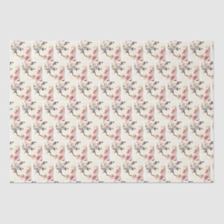 Klassieke bloemen Lichtroze en Blauwe Floral Tissuepapier