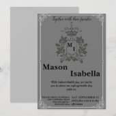 Klassieke Bloemen Monogram Crest Bruiloft Kaart (Voorkant / Achterkant)