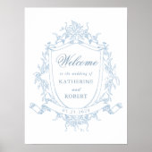 Klassieke Bloemen Wedding Crest Welkom Poster (Voorkant)