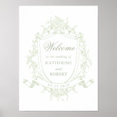 Klassieke Bloemen Wedding Crest Welkom Poster (Voorkant)