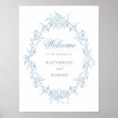 Klassieke Bloemen Wedding Crest Welkom Poster (Voorkant)