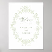 Klassieke Bloemen Wedding Crest Welkom Poster (Voorkant)