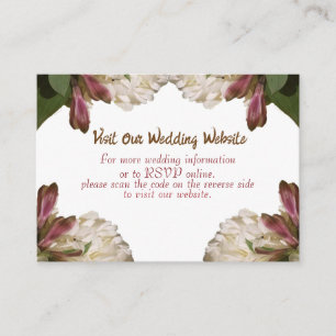 Klassieke Bloemen Wit Bruiloft RSVP Informatiekaartje