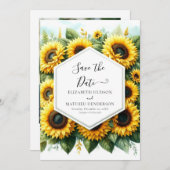 Klassieke Bloemen Zonnebloem bruiloft Save The Date (Voorkant / Achterkant)