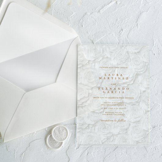 Klassieke bloemenbruiloft acryl uitnodigingen