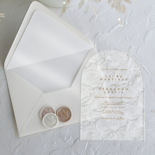 Klassieke bloemenbruiloft acryl uitnodigingen