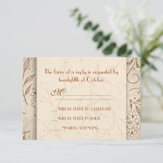 klassieke bloemenbruiloft RSVP kaarten (Staand voorkant)