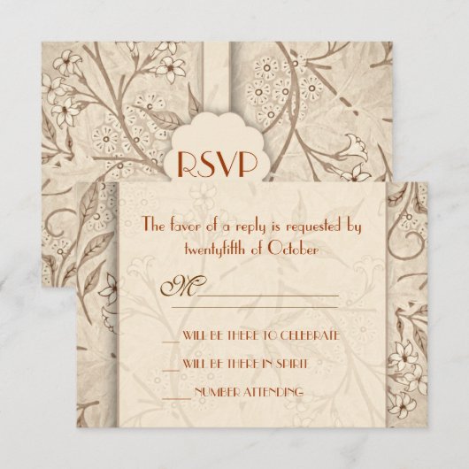 klassieke bloemenbruiloft RSVP kaarten (Voorkant / Achterkant)