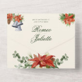 Klassieke bloemenbruiloft waterverf kerst all in one uitnodiging (Achterkant)