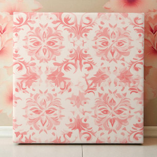 Klassieke Bloemendamask Roze Roos Tegeltje