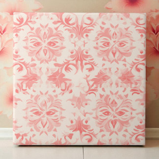 Klassieke Bloemendamask Roze Roos Tegeltje