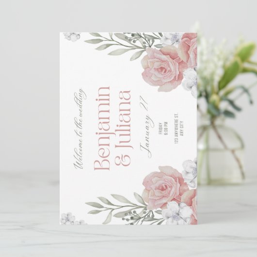 Klassieke bloemeneenvoudige elegante kaart (Staand voorkant)