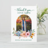 Klassieke bloemenfoto afstudeer bedankkaart kaart (Staand voorkant)