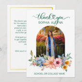 Klassieke bloemenfoto afstudeer bedankkaart kaart (Voorkant / Achterkant)