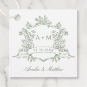 Klassieke Bloemenkam Sage Green Wedding Dank u Bedankjes Labels (Voorkant)