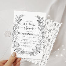 Klassieke bloemenkrans Bruidsdouche Uitnodiging