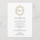 Klassieke bloemenkrans monogram bruiloft menu (Voorkant)