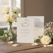 Klassieke bloemenkrans monogram bruiloft menu