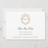 Klassieke bloemenkrans monogram bruiloft save the date (Voorkant)
