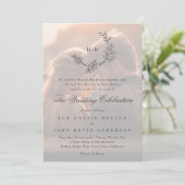 Klassieke Bloemenkrans Monogram Fotobruiloft Kaart (Staand voorkant)