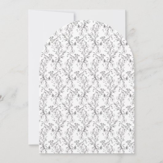 Klassieke Bloemenkrans Monogram Trouwboog Kaart (Achterkant)