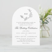 Klassieke Bloemenkrans Monogram Trouwboog Kaart (Staand voorkant)