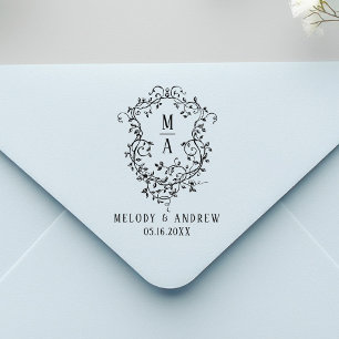 Klassieke bloemenkroon bruiloft rubberstempel