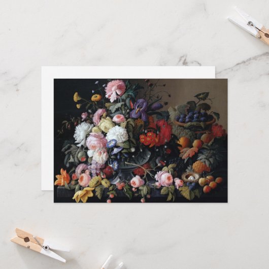 Klassieke  bloemenschildering kaart (Voorkant / Achterkant in situ)