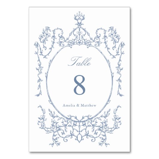 Klassieke bloementuin frame stoffig blauwe bruilof kaart (Achterkant)