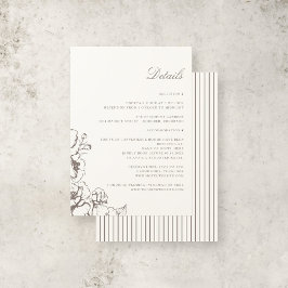 Klassieke  bloementuin trouwgegevens informatiekaartje