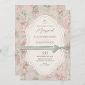 Klassieke bloemenvrouwelijk  boog bruiloft kaart (Voorkant / Achterkant)