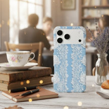 Klassieke Bloemige Blauwe Aesthetische iPhone 17 H