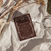 Klassieke bloemige chocolade bruine QR-code bruilo Kaart