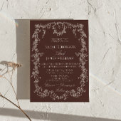 Klassieke bloemige chocolade bruine QR-code bruilo Kaart