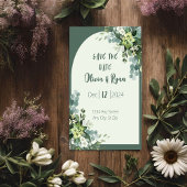 Klassieke Bloemige Groene 'Save the Date' Kaart